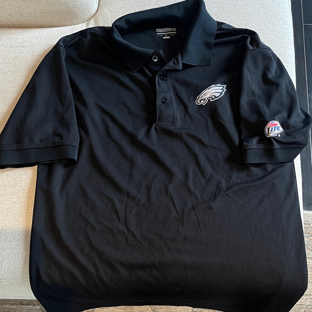 Black Polo Shirt with Eagles Logo